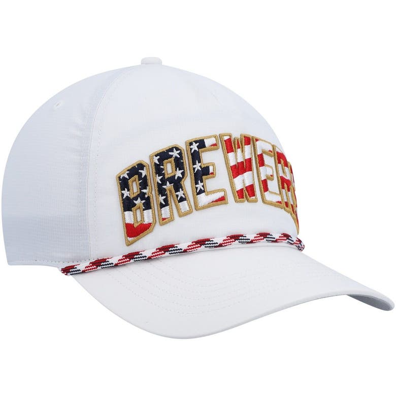 47 BRAND '47 WHITE MILWAUKEE BREWERS FLAG FLUTTER HITCH SNAPBACK HAT