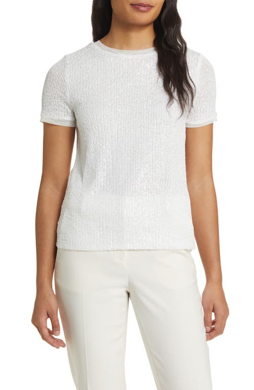 Anne Klein Matte Sequin Mesh Top in Bright White at Nordstrom, Size Medium