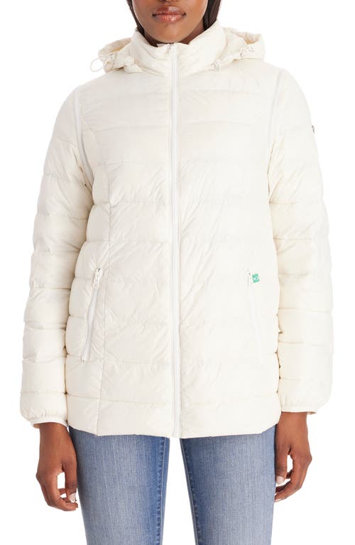 Lightweight Puffer Convertible 3-in-1 Maternity Jacket in Egg Shell
