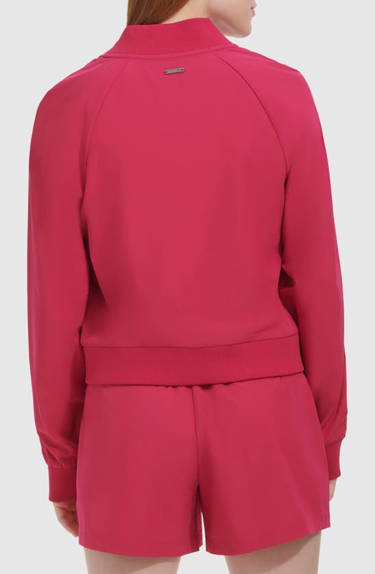 Shop Andrew Marc Stretch Zip-up Jacket In Dragon Fruit