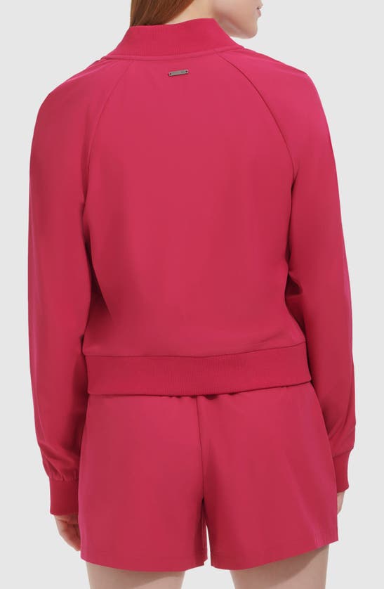 Andrew Marc Stretch Zip-up Jacket In Dragon Fruit