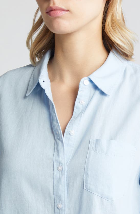 Shop Caslon Linen Blend Button-up Shirt In Blue Skyway