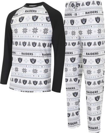 Women's Las Vegas Raiders Concepts Sport White/Black Tinsel Raglan Long  Sleeve T-Shirt & Pants Sleep Set