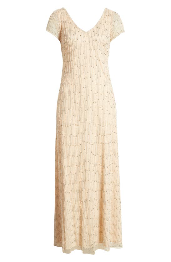 Pisarro Nights Beaded Gown In Neutral