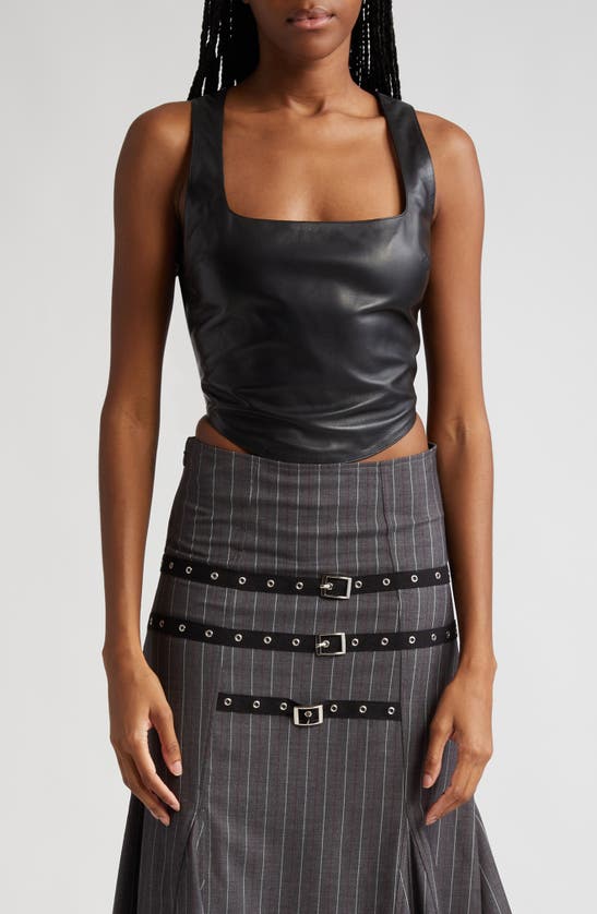 MIAOU ZOLA LEATHER CORSET TOP