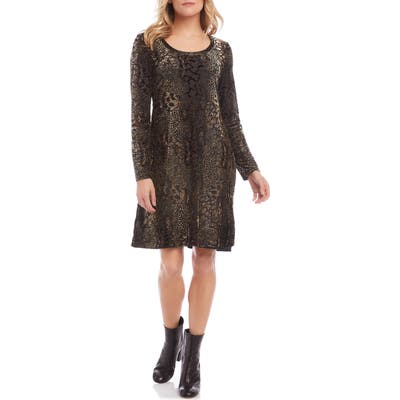 Karen Kane Long Sleeve Burnout Dress, Brown