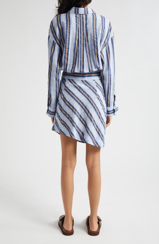 Shop Smythe Stripe Long Sleeve Mini Shirtdress In Indigo Stripe