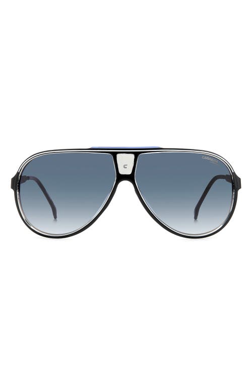 Carrera Eyewear 63mm Polarized Aviator Sunglasses in Black Blue /Blue Shaded