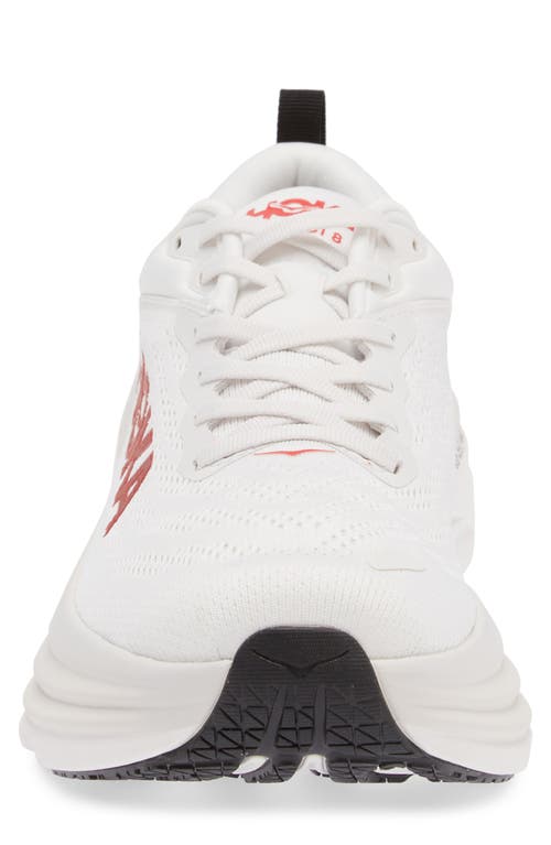 Shop Hoka Bondi 8 Running Shoe In White/vermillion