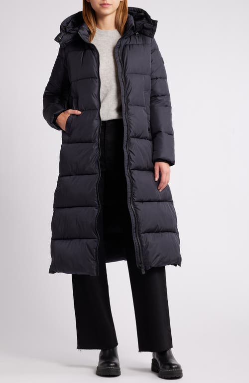 Shop Save The Duck Colette Water Repellent Quilted Long Puffer Coat With Detachable Hood In Black