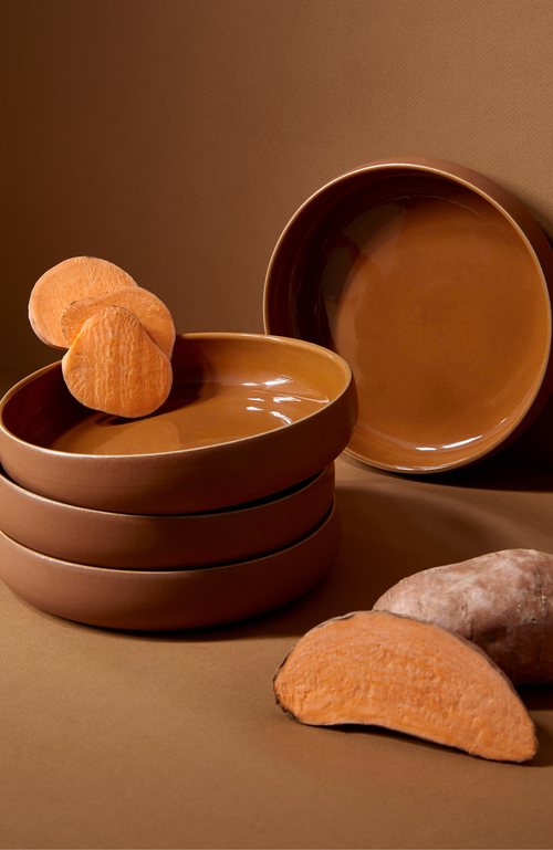 Gharyan Stoneware Tunisian Pasta Bowls Set Of 4 In Terracotta