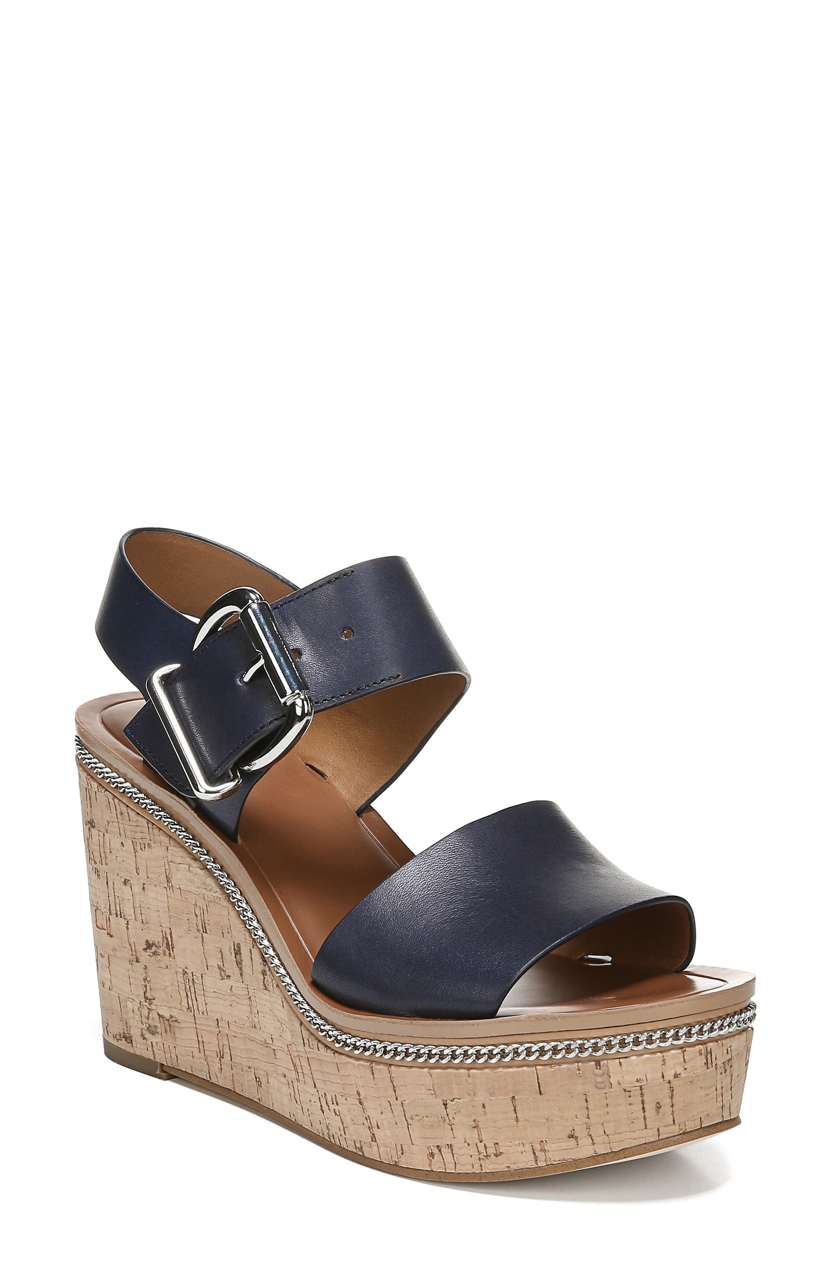 Sarto By Franco Sarto Polly Wedge Slingback Sandal- Blue