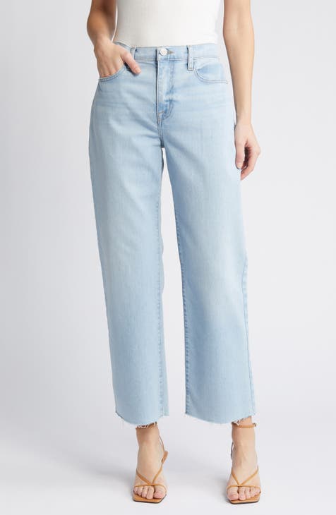 Kyo The Brand denim belted bralette top and jeans set in light blue