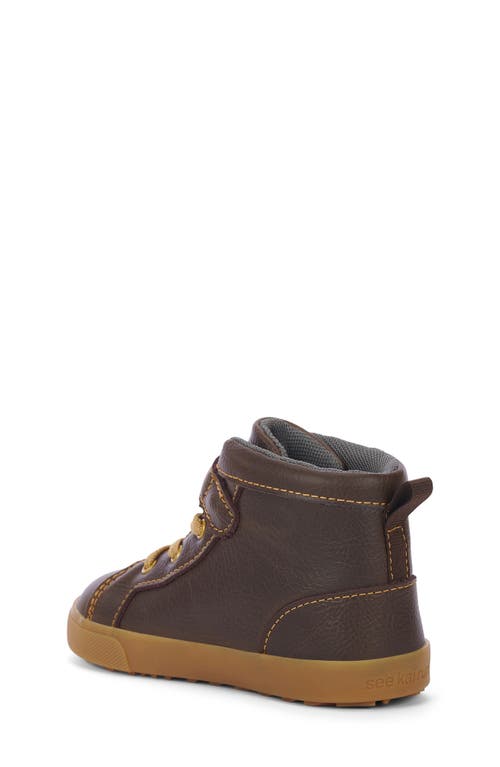 See Kai Run Hudson High Top Sneaker In Chocolate Brown