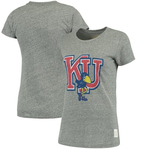 UPC 191260009534 product image for Women's Original Retro Brand Heathered Gray Kansas Jayhawks Tri-Blend Crew Neck  | upcitemdb.com