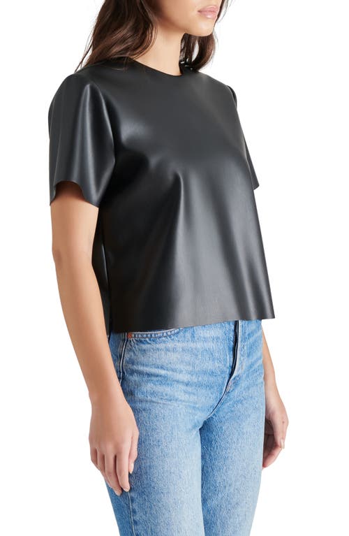Steve Madden Ezra Faux Leather Top In Black