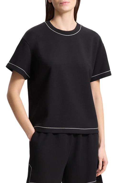 Theory Topstitch Trim T-Shirt Black at Nordstrom,