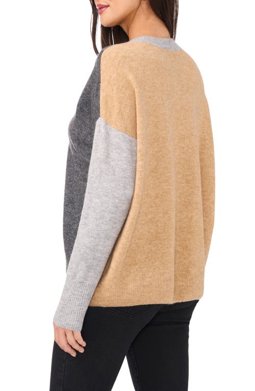 Shop Vince Camuto Colorblock Raglan Sleeve Sweater In Med Heather Grey