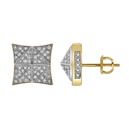 Shop Luvmyjewelry Illusionz 10k Yellow Gold Diamond Stud Earrings