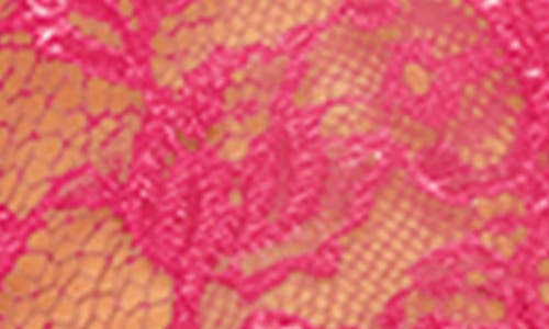 Oh La La Cheri Naomi Plunge Neck Lace Bodysuit In Raspberry Sorbet