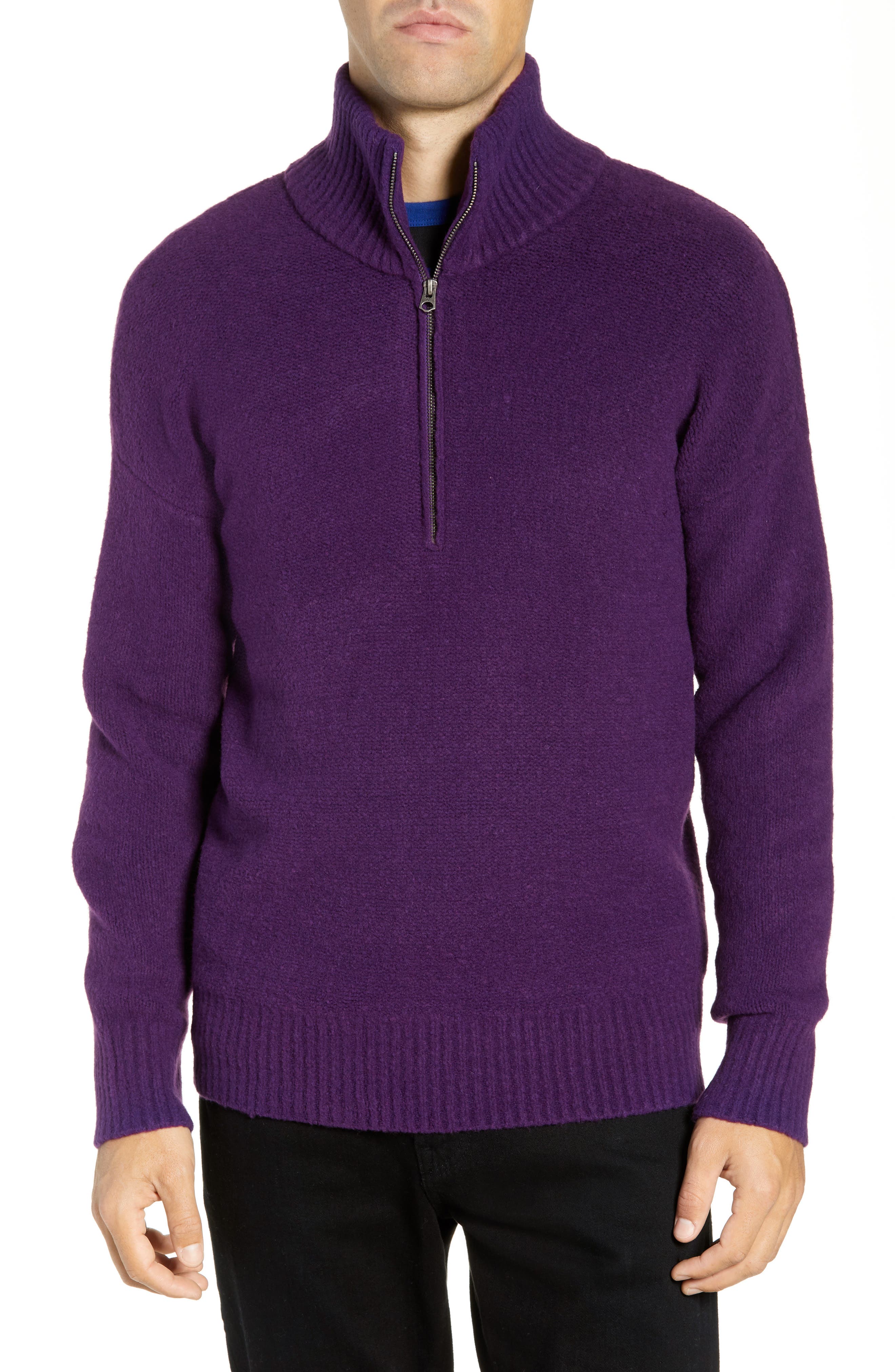 French Connection Regular Fit Mock Neck Sweater, Purple