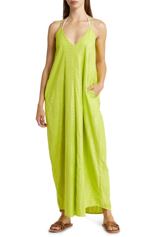 Elan Cover-Up Maxi Slipdress in Natural/gold Arrow Print | Smart Closet