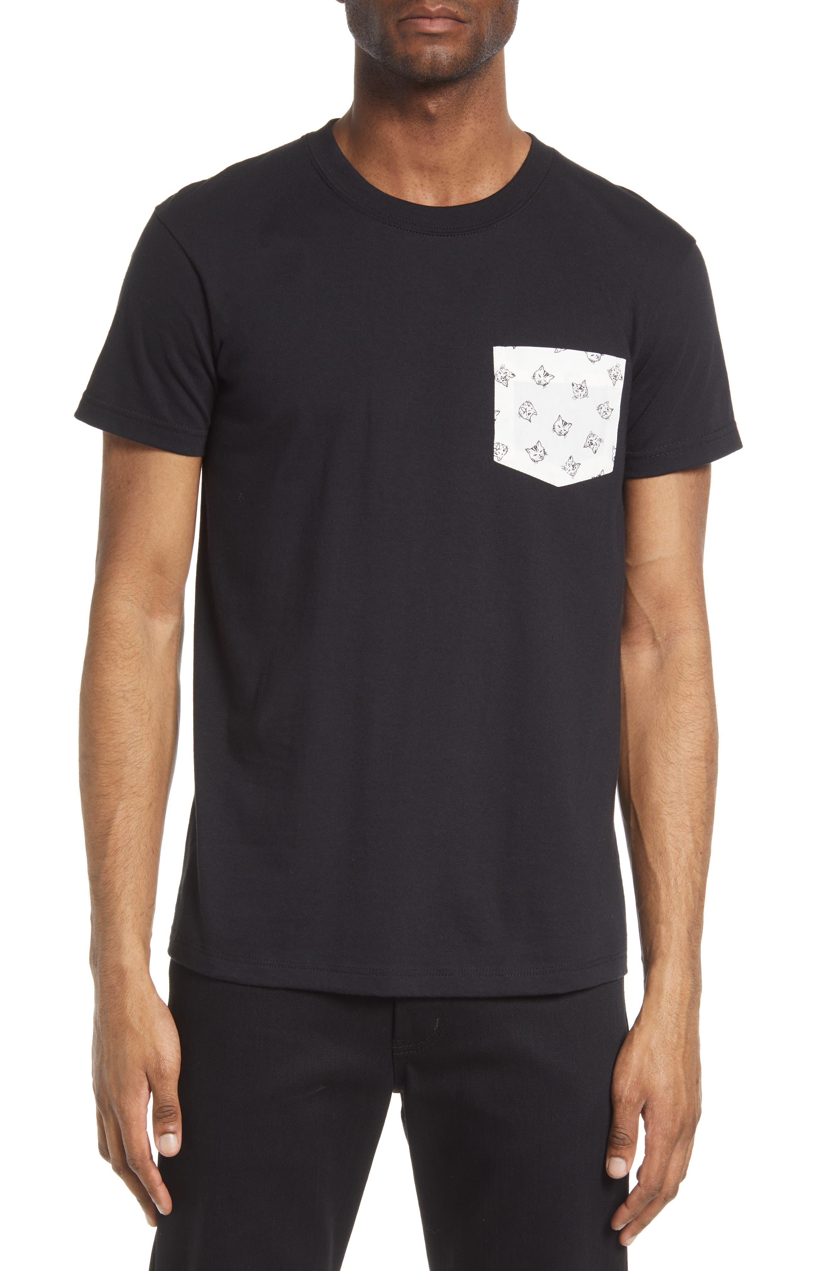 Famous Denim Cat Faces Pocket Cotton 