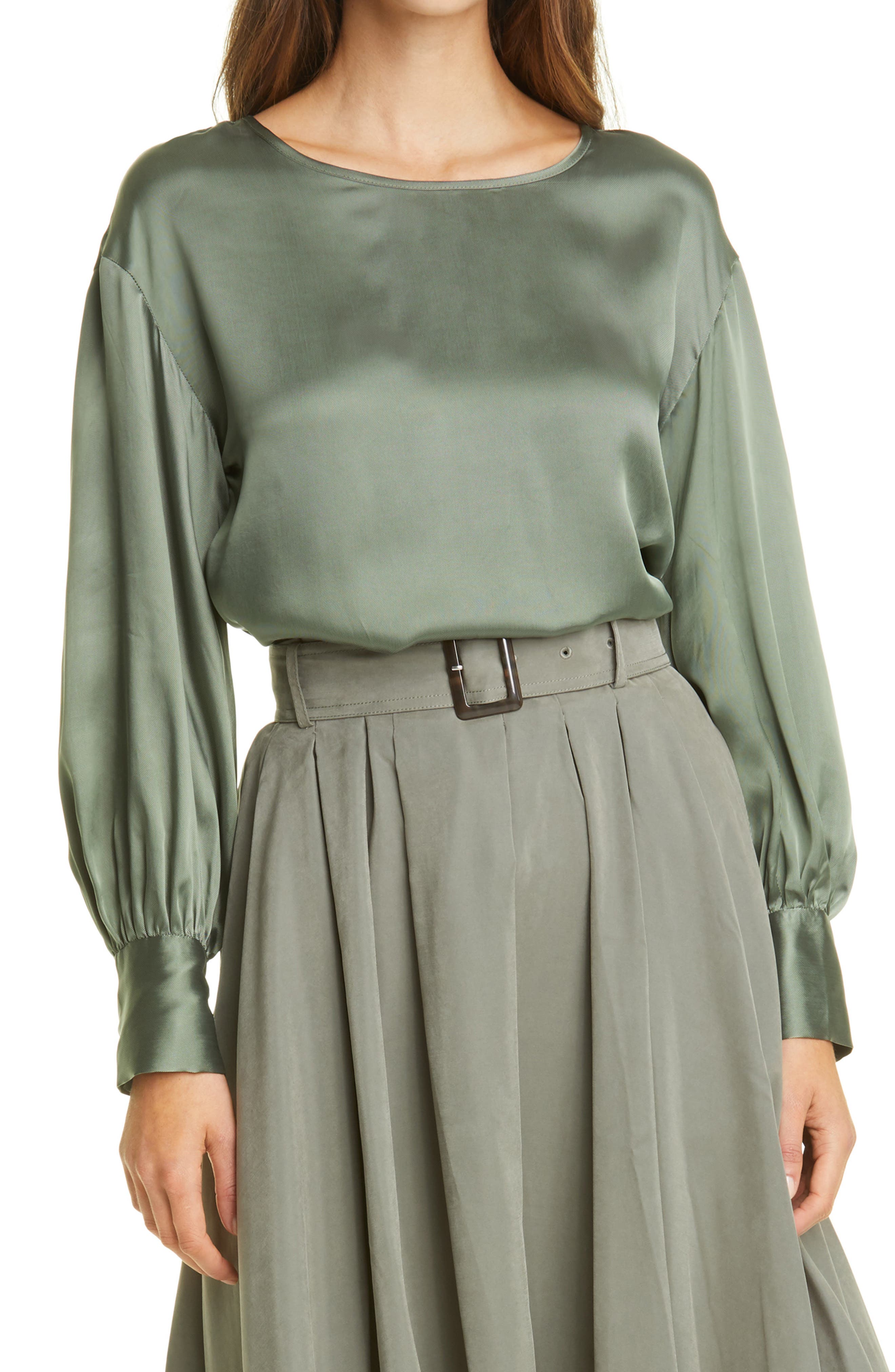 Club Monaco Balloon Sleeve Top In Green | ModeSens