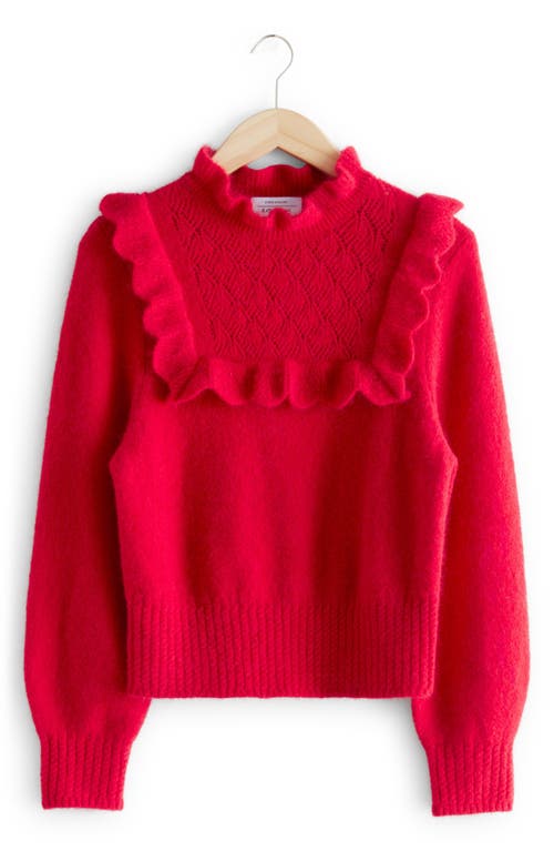 & Other Stories Ruffle Overlay Sweater in Red