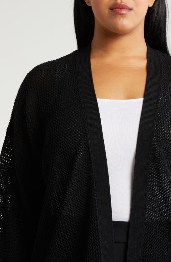 Shop Nordstrom Open Stitch Open Front Cotton Cardigan In Black