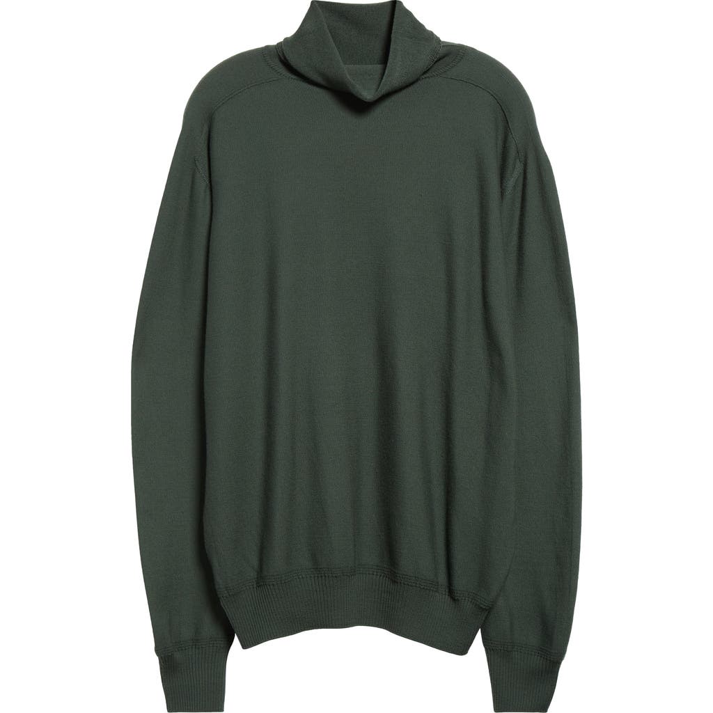 Issey Miyake Homme Plissé Smooth Wool Turtleneck Sweater In Khaki
