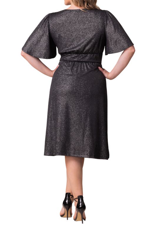 Kiyonna Crystal Cove Metallic Cocktail Dress In Silver Starlight