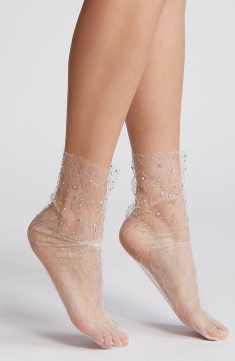 SHASHI SWEET Woman's Mary Jane Grip Socks with Metallic