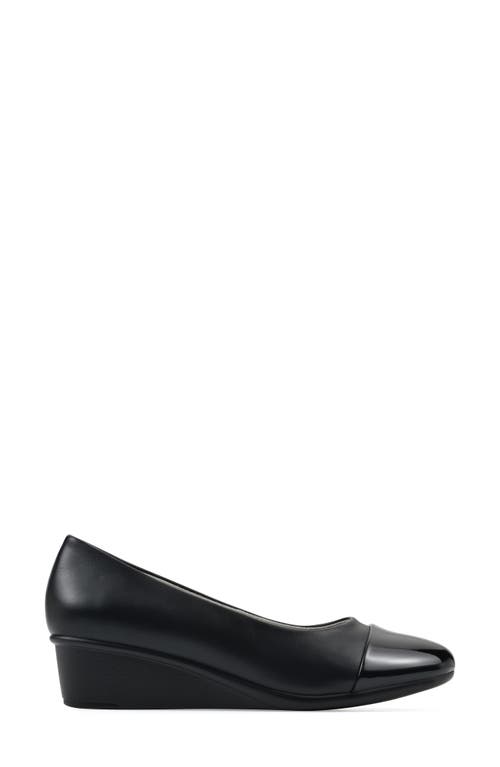 Cliffs By White Mountain Bolivia Cap Toe Wedge Pump In Black Smooth