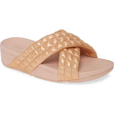 Fitflop Lulu Padded Shimmy Suede Slide Sandal, Metallic