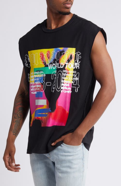 PURPLE BRAND World Tour Graphic Muscle Tee Black at Nordstrom,