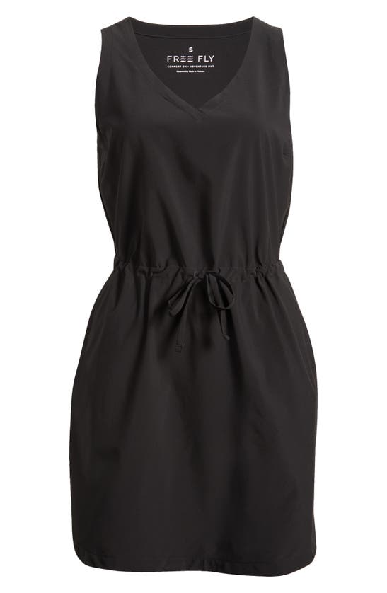 Free Fly Breeze Drawstring Waist Dress In Black