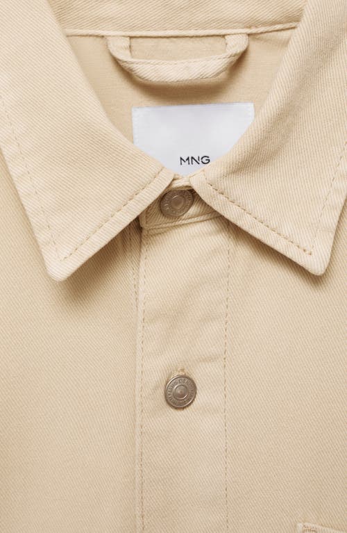 Shop Mango Slim Fit Denim Overshirt In Beige