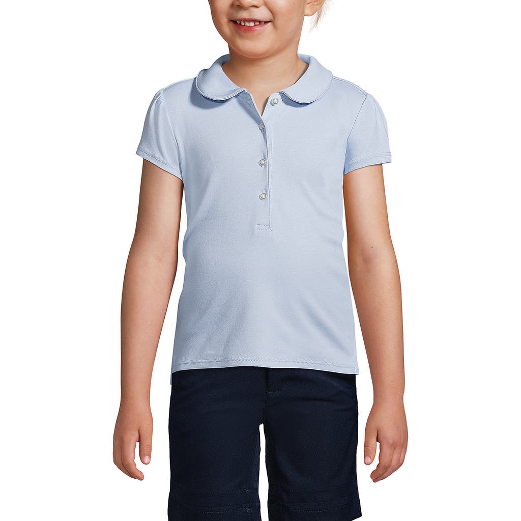 Lands' End Girls Short Sleeve Peter Pan Collar Polo Shirt In Blue