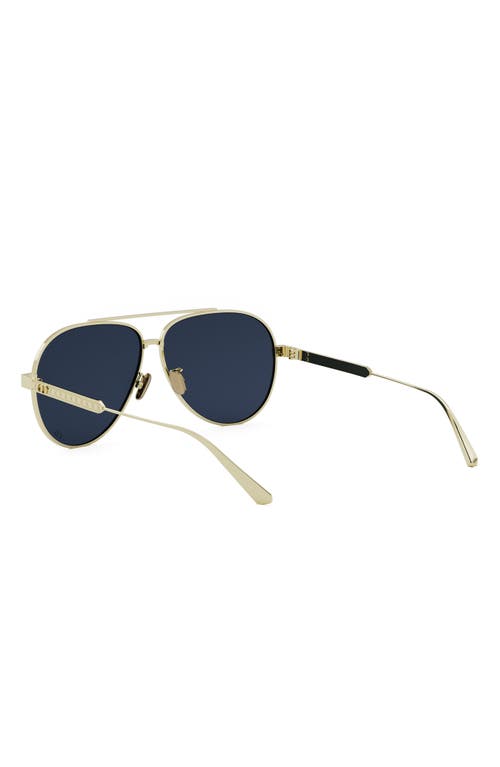 Shop Dior 'cannage A1u 61mm Pilot Sunglasses In Gold/solid Blue Lenses