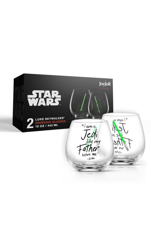 Shop Joyjolt Set Of 2 Star Wars™ Luke Skywalker™ Crystal Stemless Glasses In Clear/green