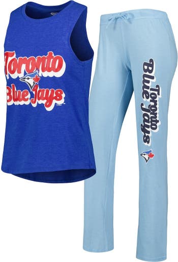 CONCEPTS SPORT Women's Concepts Sport Powder Blue/Heather Royal Toronto Blue  Jays Wordmark Meter Muscle Tank Top & Pants Sleep Set