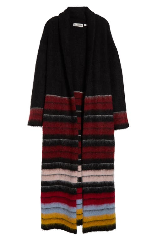 Shop Zankov Justin Stripe Longline Cardigan In Black Multi