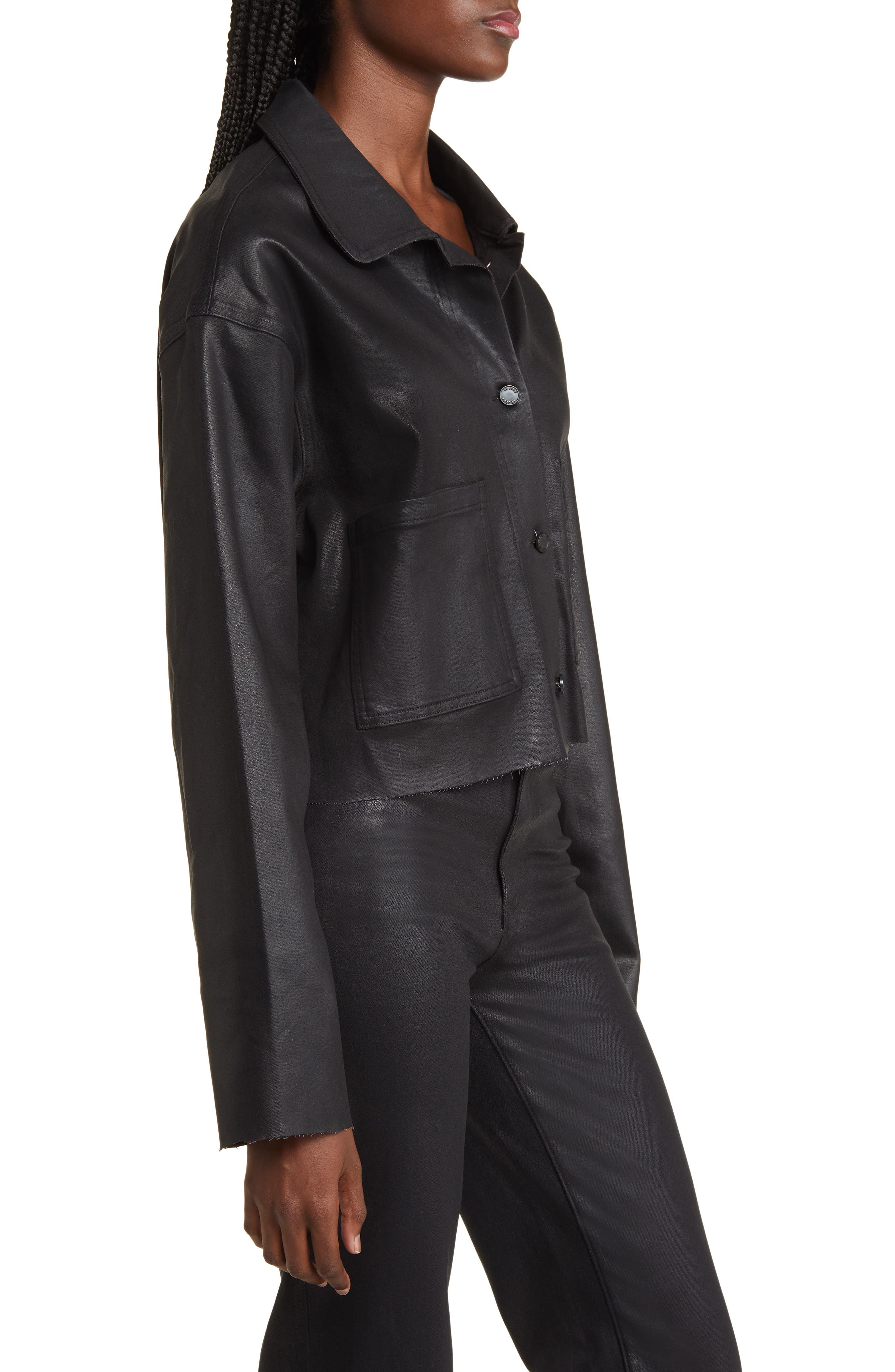 Le Jean Mona Coated Denim Trucker Jacket Nordstrom