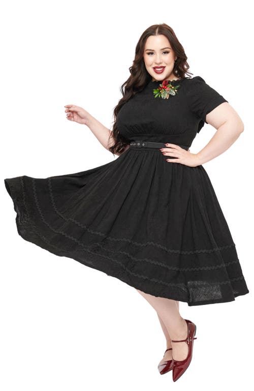 UNIQUE VINTAGE UNIQUE VINTAGE PLUS SIZE BOATNECK RICRAC SWING DRESS 