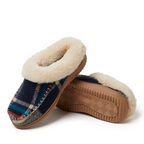 Dearfoams Women's Atley Clog Slipper In Navy Plaid