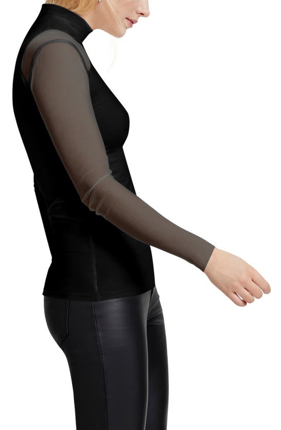 Marcella Ysabel Mesh Panel Jersey Top In Black