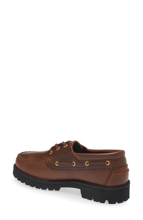 Shop Vinny's Boat Shoe In Dark Brown Leather