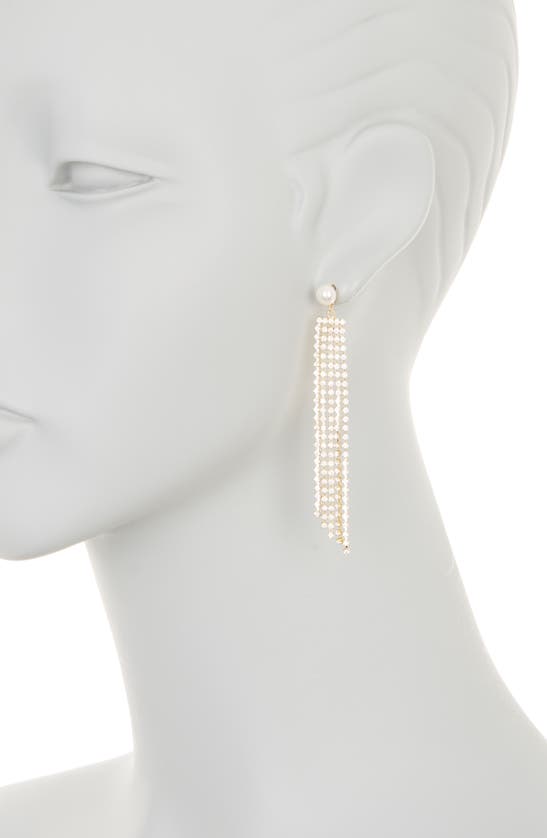 Shop Nordstrom Rack Imitation Pearl & Cubic Zirconia Fringe Drop Earrings In Clear- White- Gold