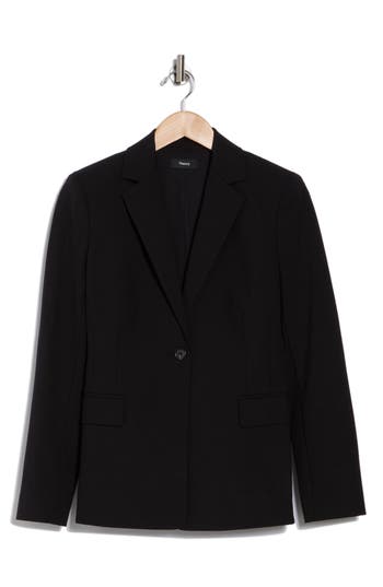 Theory Rolled-sleeve Shawl Collar One-button Jacket In Black